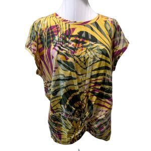 Chico's Size 0 Small Women's Shirt Top Tunic Bright Floral Bloomcore Twist EUC